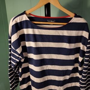 Nautical Striped Jersey Top, Heavy Cotton, 3/4 Sleeve, Preppy